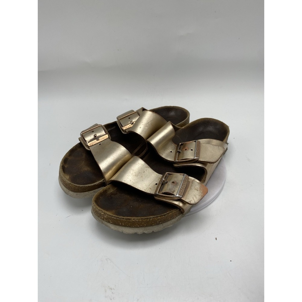 Birkenstock Sandals Women 6- 6.5 / EU 37 Arizona Birko-Flor Gold Slides 4011 - Picture 4 of 11